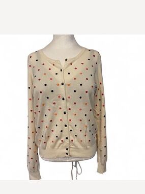 Christina Cream Polka-Dot Button Cardigan